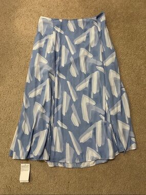 Abercrombie & Fitch Blue and White Abstract A-Line Maxi Faux Wrap Skirt